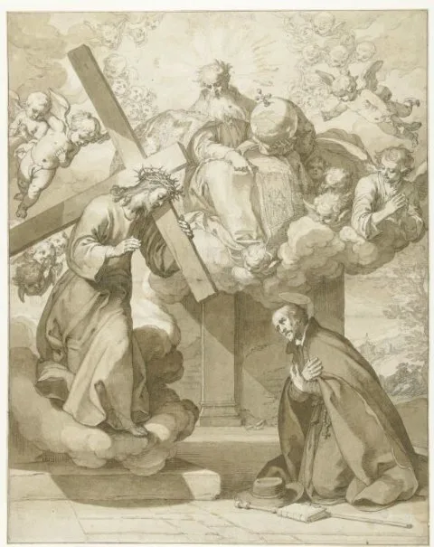 Abraham Bloemaert, Christus met kruis verschijnt aan Ignatius van Loyola