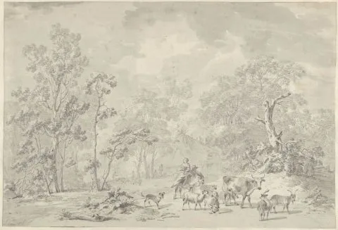 Jan van Os, Herder en vee in een boomrijk landschap