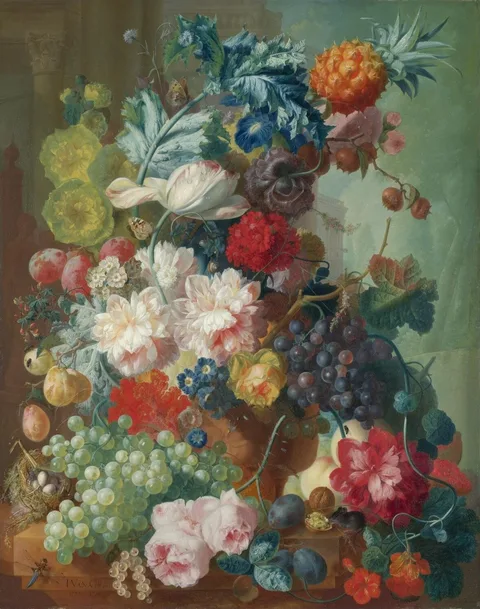 Jan van Os, Fruit and Flowers in a Terracotta Vase