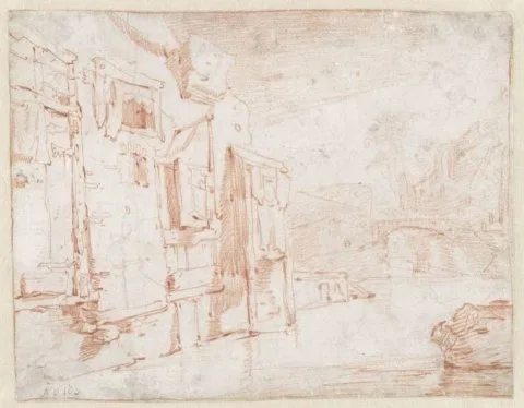 Jan Baptist Weenix, Dilapidated Buildings beside Water