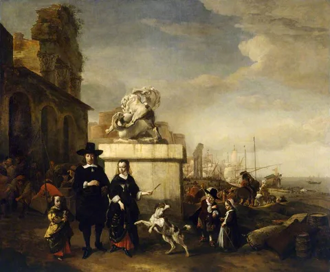 Jan Baptist Weenix, Family in a Mediterranean Seaport