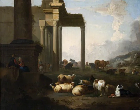 Jan Baptist Weenix, Shepherds and Flocks among Classical Ruins