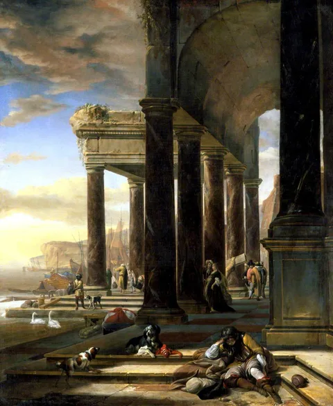 Jan Baptist Weenix, An Italian Port Scene