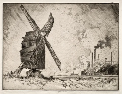 Joseph Pennell, Old and New Mills, Valenciennes, France