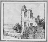 Georges Michel, An Allée of Trees in a Park (recto); The Ruins of a Building on a Hill (verso)