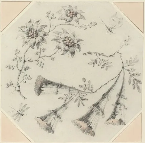 Jean-Baptiste Pillement, Trumpet Flowers and Daisies