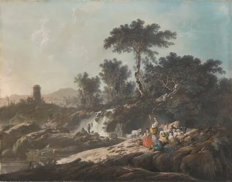 Jean-Baptiste Pillement, Shepherds Resting by a Stream