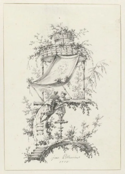 Jean-Baptiste Pillement, Ornamentale ontwerpen in chinoiserie-stijl voor Deuxième Cahier de six Baraques Chinoises