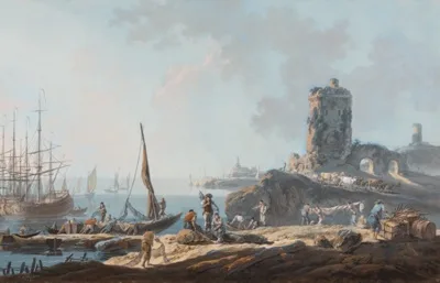 Jean-Baptiste Pillement, Port Scene in Calm Weather