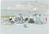 George Henry Boughton, Washerwomen on the Beach at Etretat