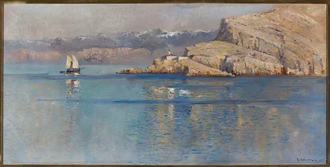Lea von Littrow, Maritime landscape with mountains