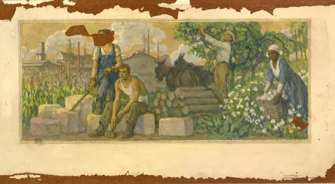 Francis Luis Mora, Abundance of Today (mural study, Clarksville, Tennessee Post Office)