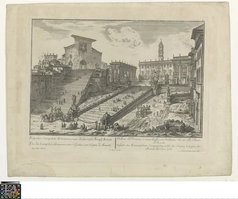 Georg Balthasar Probst, View on the Capitol in Rome, with the stairs toward the Araceti church.