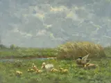 Constant Artz, Duck family in a polder landscape