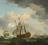 Charles Brooking, East Indiamen in a Gale