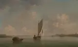 Charles Brooking, A Smack Under Sail in a Light Breeze in a River