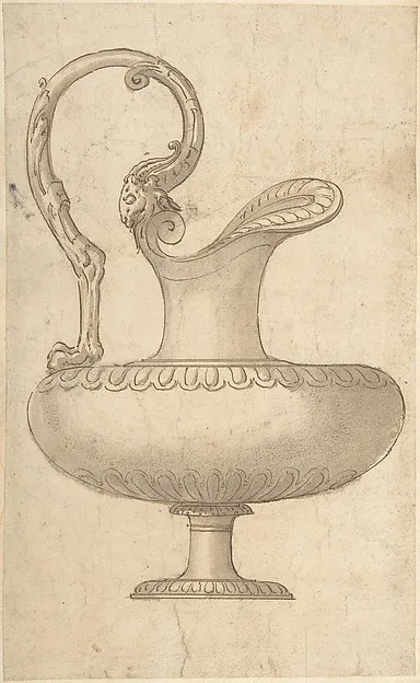Giulio Romano, Drawing of a Ewer in Antique Style