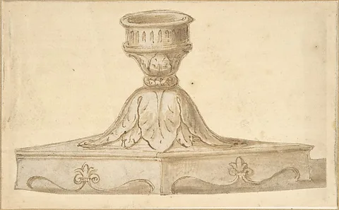 Giulio Romano, Design for a Decorated Base of a Candlestick Holder