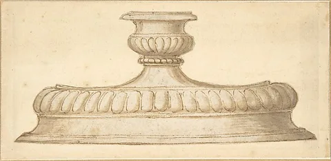 Giulio Romano, Design for a Decorated Base of a Candlestick Holder