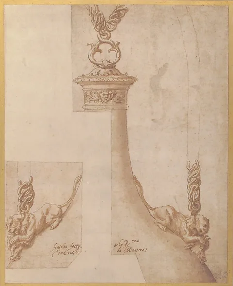 Giulio Romano, Design for a Flask with Chain Handles