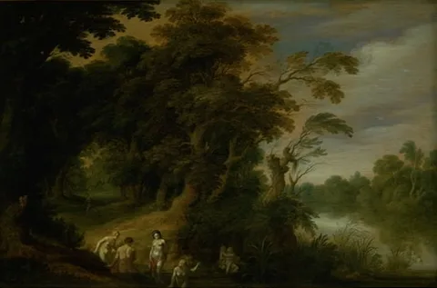 Alexander Keirincx, Wooded Landscape with Bathing Nymphs