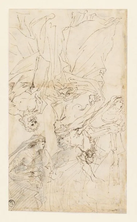 Giovanni Francesco Grimaldi, Figuurschetsen van een man en een vrouw