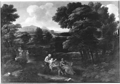 Giovanni Francesco Grimaldi, Landscape with the Holy Family and the Infant Saint John the Baptist