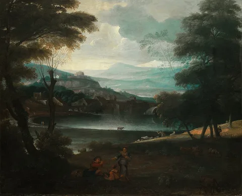 Giovanni Francesco Grimaldi, Landscape with resting shepherds