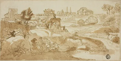 Giovanni Francesco Grimaldi, View of Rome, with via Appia
