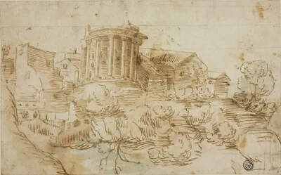 Giovanni Francesco Grimaldi, View of Temple of Vesta, Tivoli