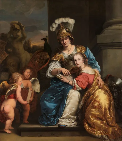 Ferdinand Bol, Margarita Trip as Minerva, Instructing her Sister Anna Maria Trip