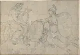 Eustache Le Sueur, Minerva Presenting Two Portraits to Apollo