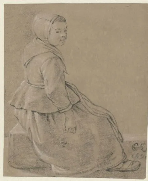 Cornelis Saftleven, Seated Girl, in Profile to the Right