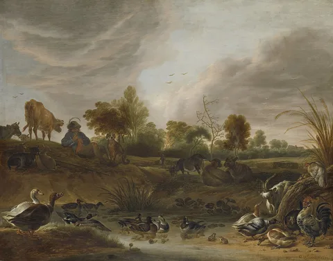 Cornelis Saftleven, Landscape with animals