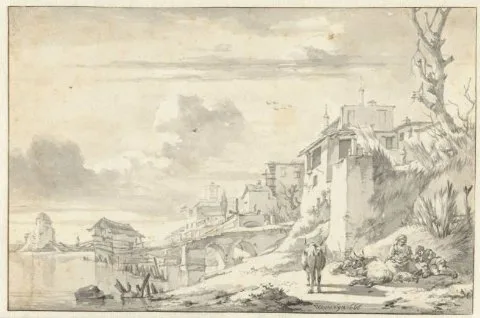 Willem Romeyn, View on the Banks of the Tiber