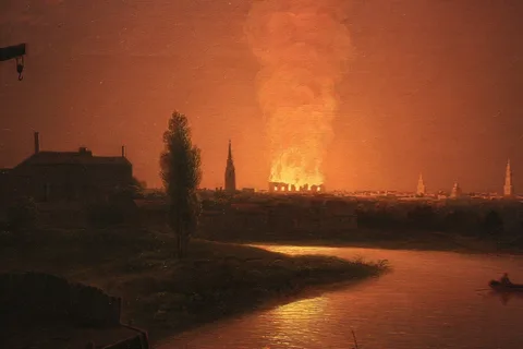 Abraham Pether, Old Drury Lane Theatre on fire 1809