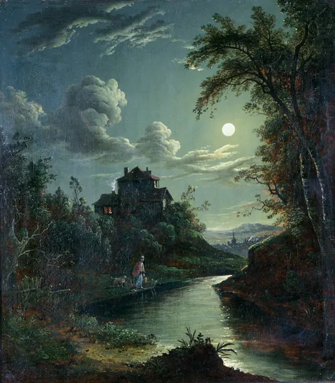 Abraham Pether, A Landscape and River Scene