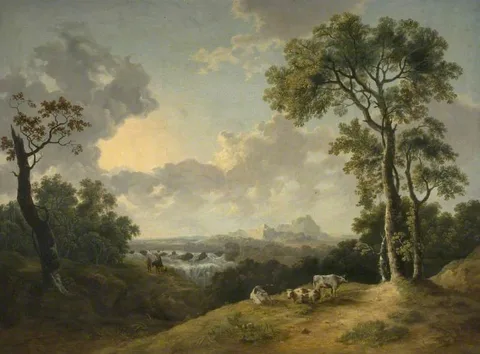 Abraham Pether, Landscape with a Waterfall