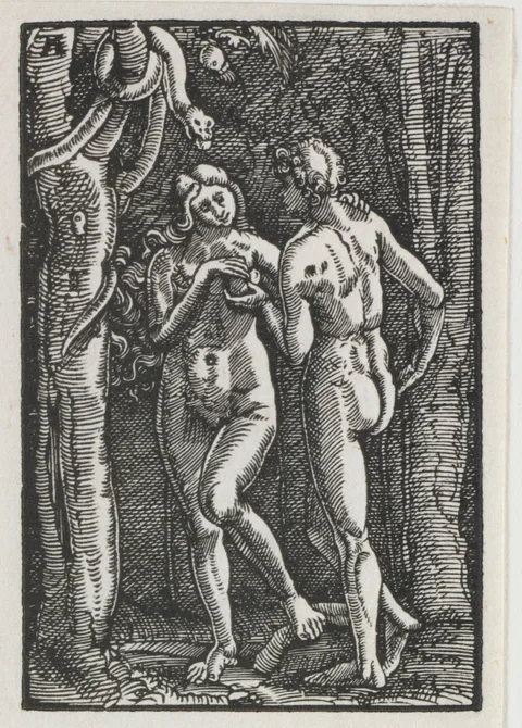 Albrecht Altdorfer, The Fall and Redemption of Man:  Adam and Eve Eating the Forbidden Fruit