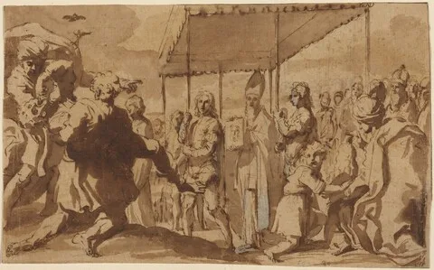 Elisabetta Sirani, The Healing of the Possessed Boy in a Procession of the Volto Santo