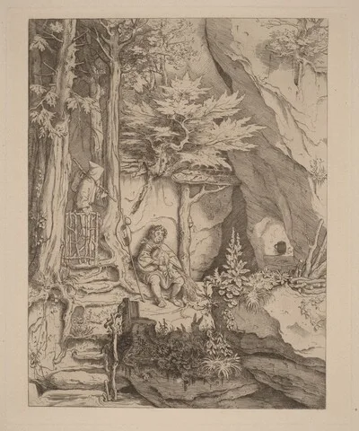 Moritz von Schwind, A Monk with a Bagpipe Player