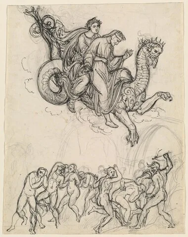 Joseph Anton Koch, Dante and Virgil Riding on the Back of Geryon