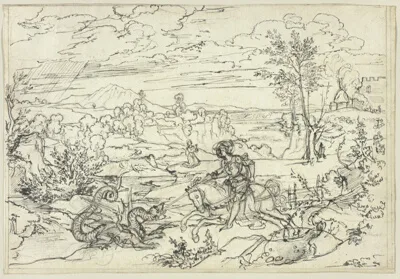 Joseph Anton Koch, Landscape with Saint George and the Dragon and the Monte Soratte