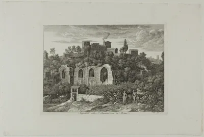 Joseph Anton Koch, Aqueduct Below the Monastery of St. Bonaventura in Rome, plate ten from Die Römische Ansichten