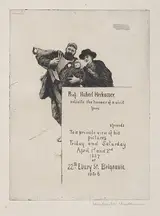 Hubert von Herkomer, Invitation with vignette from "The First Born" (with text)