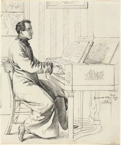 Ludwig Emil Grimm, The Artist's Brother-in-Law, Ludwig Hassenpflug, Preparing to Play the Piano