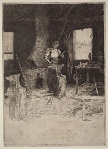 J. Alden Weir, The Blacksmith's Shop