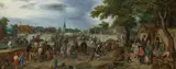 Adriaen van de Venne, Princes Maurice and Frederick Henry at the Valkenburg Horse Fair