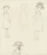 Henri Lebasque, Studieblad met viermaal een staand meisje