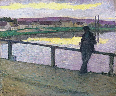 Henri Lebasque, Sunset on Pont-Aven (Young Man in front of the Sea)